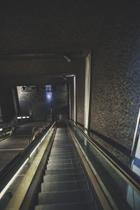 High angle view of escalator in subway station