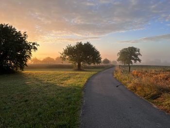 Scenic view of field against sky during sunset