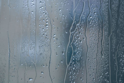 Close-up of water drops on glass