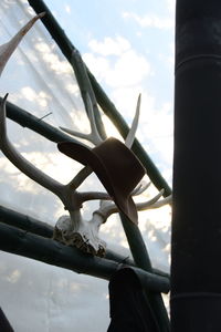 Low angle view of statue against sky