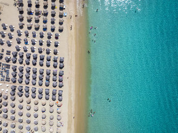 High angle view of blue wall