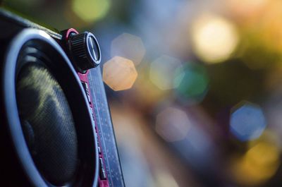 Close-up of camera in car