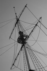 Low angle view of cranes against clear sky