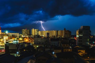 Panoramic view of illuminated city against sky at night