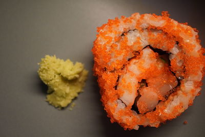 Close-up of orange slices in plate