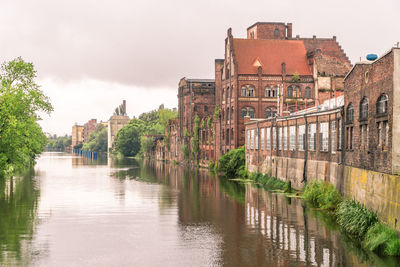 Venice of szczecin, industrial building on a river