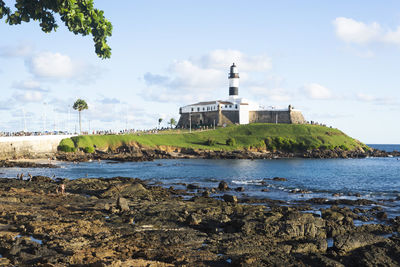 Farol da barra in salvador, brazil seen on a bright sunny day. 