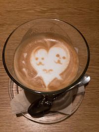 High angle view of coffee on table