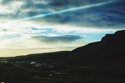 Scenic view of landscape against sky during sunset