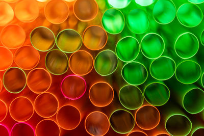 Full frame shot of multi colored background of straws