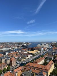 High angle view of townscape against sky