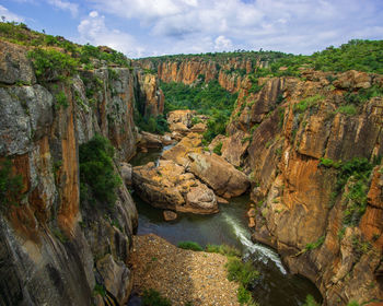 Scenic view of rock formations against sky