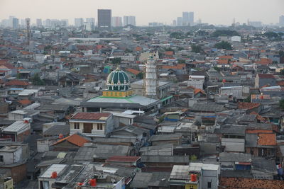 High angle view of buildings in city