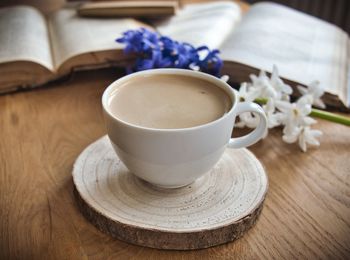 Coffee, flowers and books