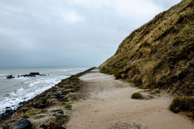 Scenic view of beach against sky