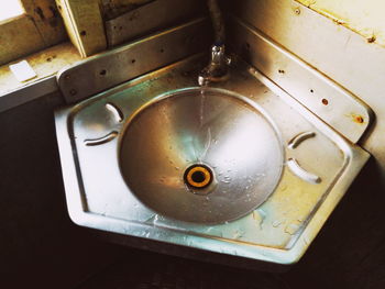 High angle view of water in bathroom at home