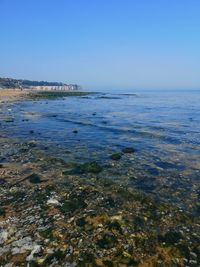 Scenic view of sea against clear sky