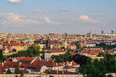 High angle view of townscape against sky