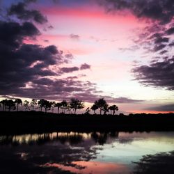 Scenic view of lake against cloudy sky
