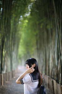 Portrait of woman in park