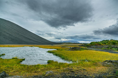 Scenic view of lake against sky