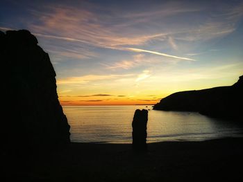 Scenic view of sea at sunset