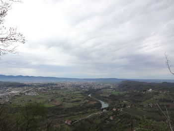 High angle view of cityscape against sky