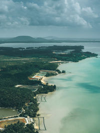 High angle view of sea against sky