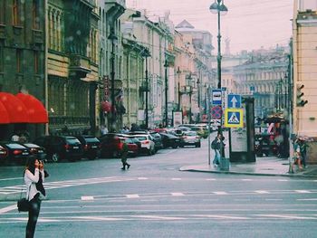 View of city street and buildings