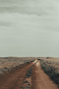 Dirt road along landscape against sky