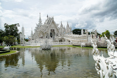 Beautiful view of the white temple wat rong khun in northern thailand