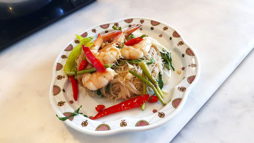 High angle view of food in bowl