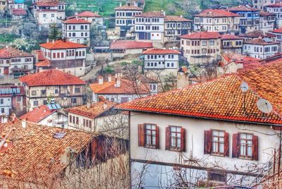 High angle view of buildings at safranbolu