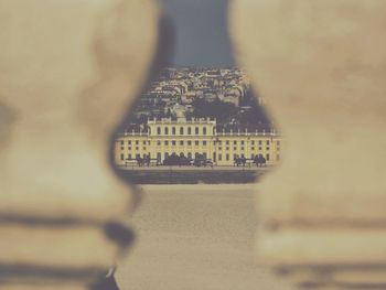 View of city through window