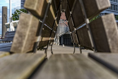 Benches on footpath