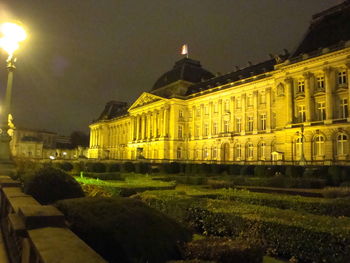 Illuminated buildings at night