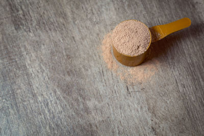 High angle view of bread on table