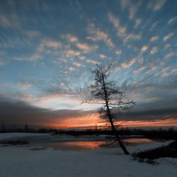 Scenic view of lake against sky during winter