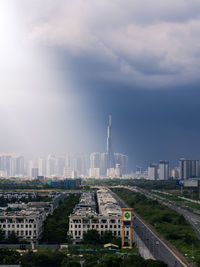 Landmark 81, the tallest buildings in vietnam, get illuminated by sun rays