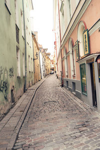 Narrow alley amidst buildings in city