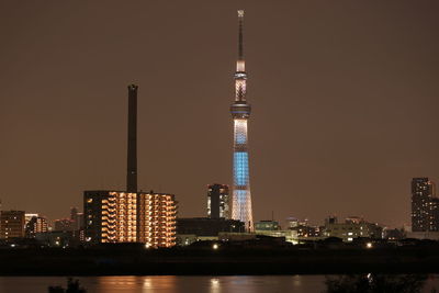 Illuminated city at night