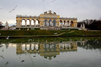 Reflection of building in water