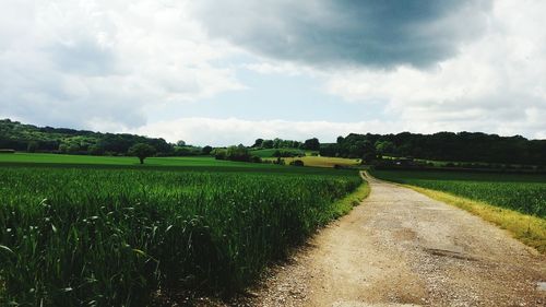 Scenic view of field against cloudy sky