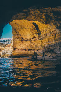 Scenic view of rock formation in sea