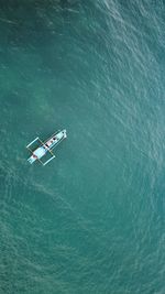 High angle view of ship in sea