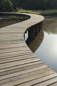 Pier on footbridge over river