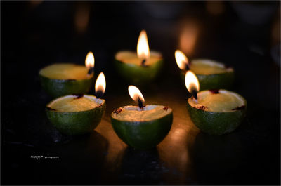 Close-up of burning candle