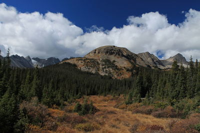 View of landscape against cloudy sky