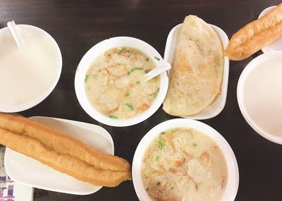 High angle view of food on table