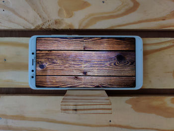 Directly above shot of old table against wall